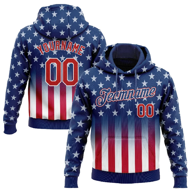 Custom Stitched Blue Red-White 3D American Flag Fashion Sports Pullover Sweatshirt Hoodie