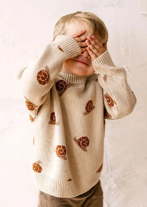 Snail Organic Cotton Magnetic-Button Sweater - Oatmeal