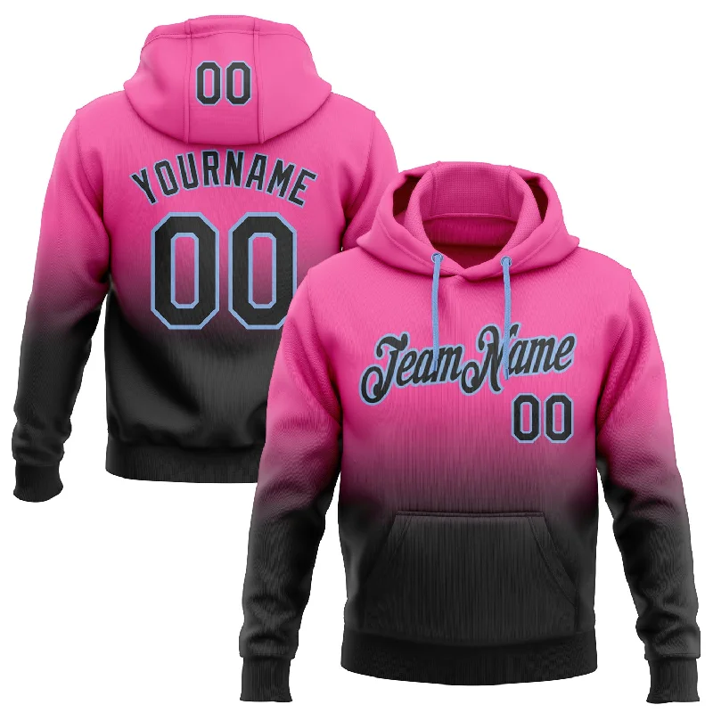 Custom Stitched Pink Black-Light Blue Fade Fashion Sports Pullover Sweatshirt Hoodie