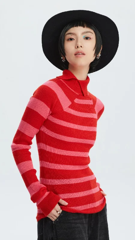 Asymmetric Striped Pullover