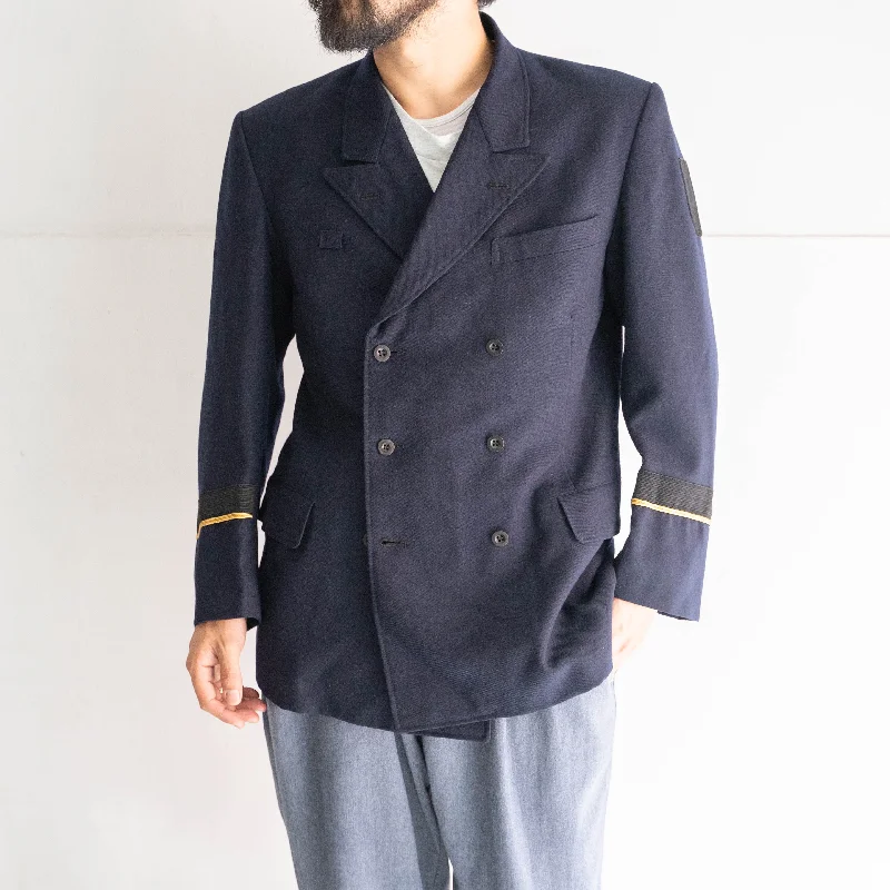 1970-1980s Japan vintage navy color double tailored jacket -good arm design-