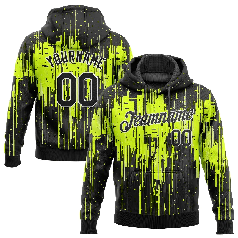 Custom Stitched Neon Green Black-White 3D Pattern Design Sports Pullover Sweatshirt Hoodie