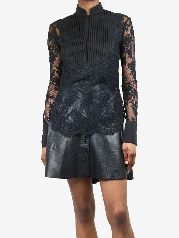 Black lace blouse - size UK 8