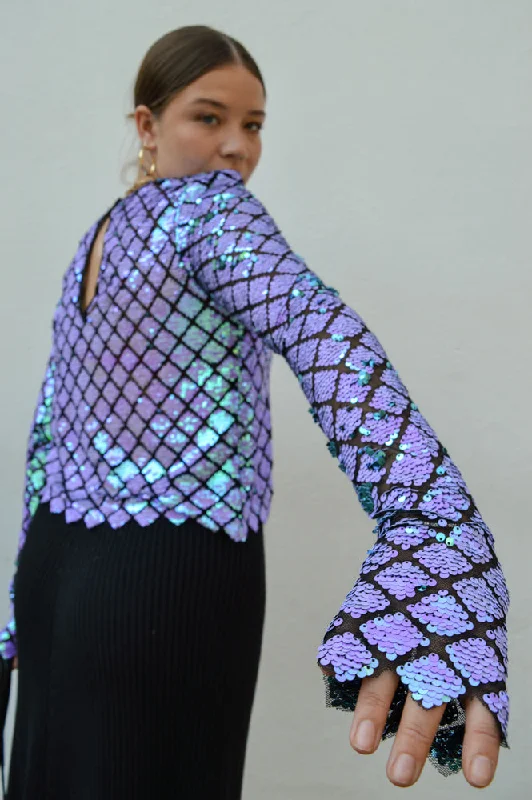 Stella Nova Seductive Purple Sequins Blouse