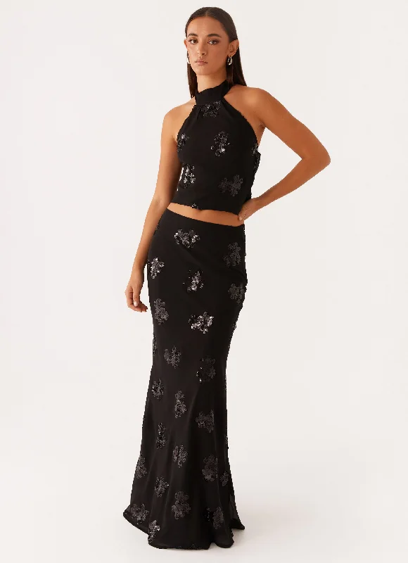 Only Girl Sequin Maxi Skirt - Black