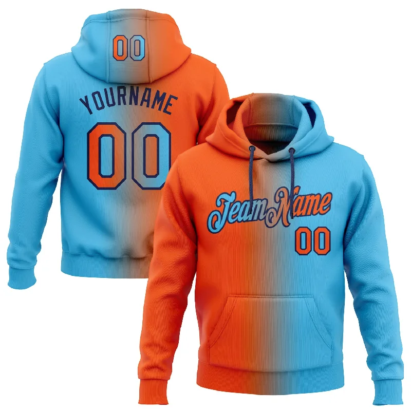 Custom Stitched Sky Blue Orange-Navy Gradient Fashion Sports Pullover Sweatshirt Hoodie