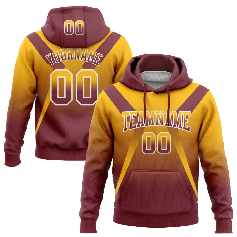 Custom Stitched Gold Burgundy-White Fade Fashion Arrow Sports Pullover Sweatshirt Hoodie