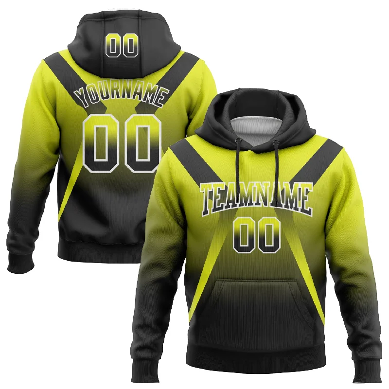 Custom Stitched Neon Yellow Black-White Fade Fashion Arrow Sports Pullover Sweatshirt Hoodie