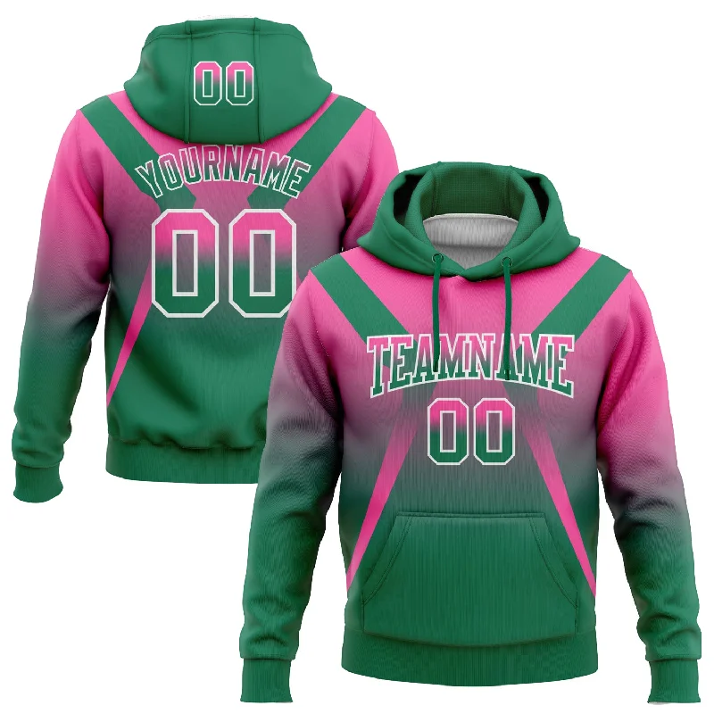 Custom Stitched Pink Kelly Green-White Fade Fashion Arrow Sports Pullover Sweatshirt Hoodie