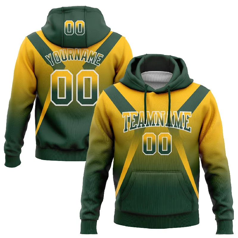 Custom Stitched Gold Green-White Fade Fashion Arrow Sports Pullover Sweatshirt Hoodie