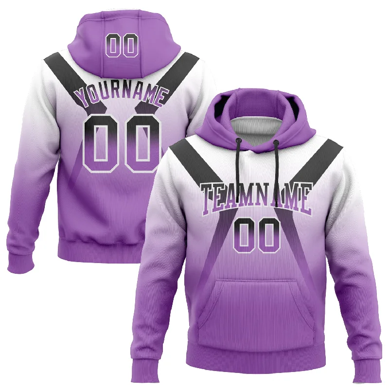 Custom Stitched White Black-Medium Purple Fade Fashion Arrow Sports Pullover Sweatshirt Hoodie