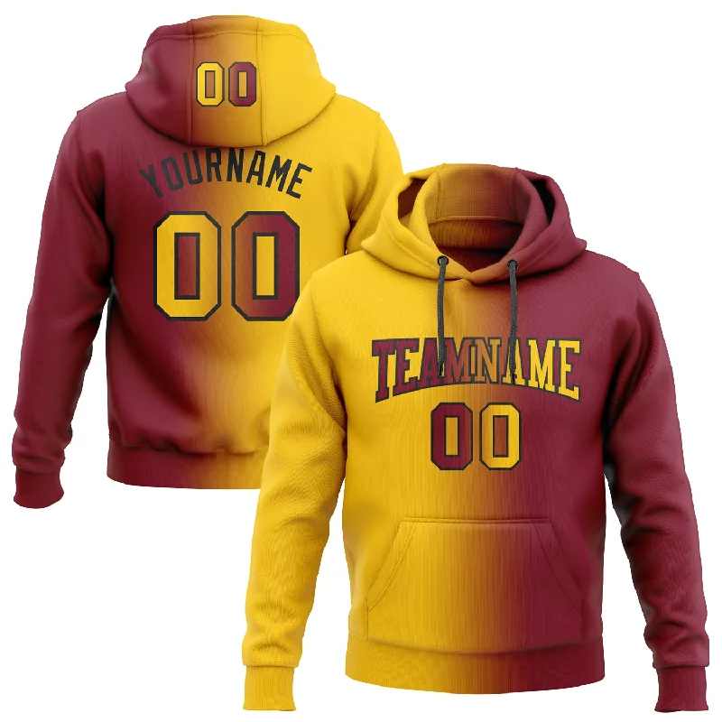 Custom Stitched Crimson Yellow-Black Gradient Fashion Sports Pullover Sweatshirt Hoodie