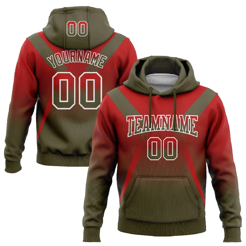 Custom Stitched Red Olive-White Fade Fashion Arrow Sports Pullover Sweatshirt Hoodie