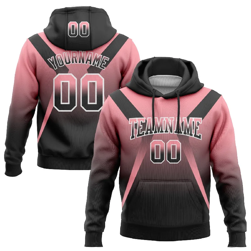 Custom Stitched Medium Pink Black-White Fade Fashion Arrow Sports Pullover Sweatshirt Hoodie