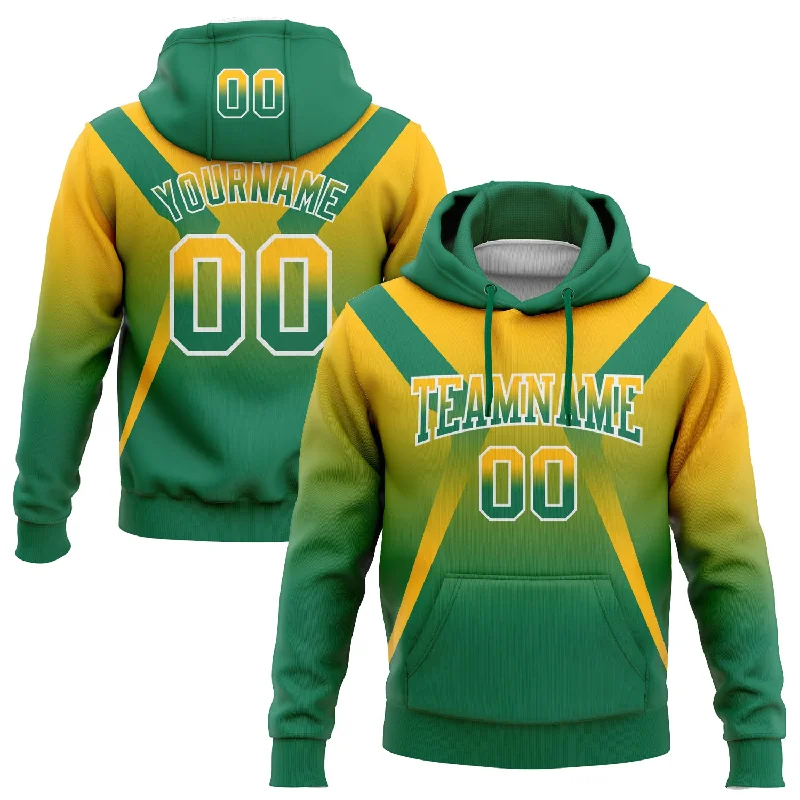 Custom Stitched Gold Kelly Green-White Fade Fashion Arrow Sports Pullover Sweatshirt Hoodie