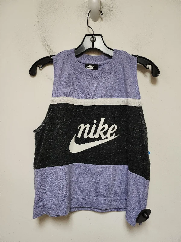 Athletic Tank Top By Nike Apparel In Black & Purple, Size: M