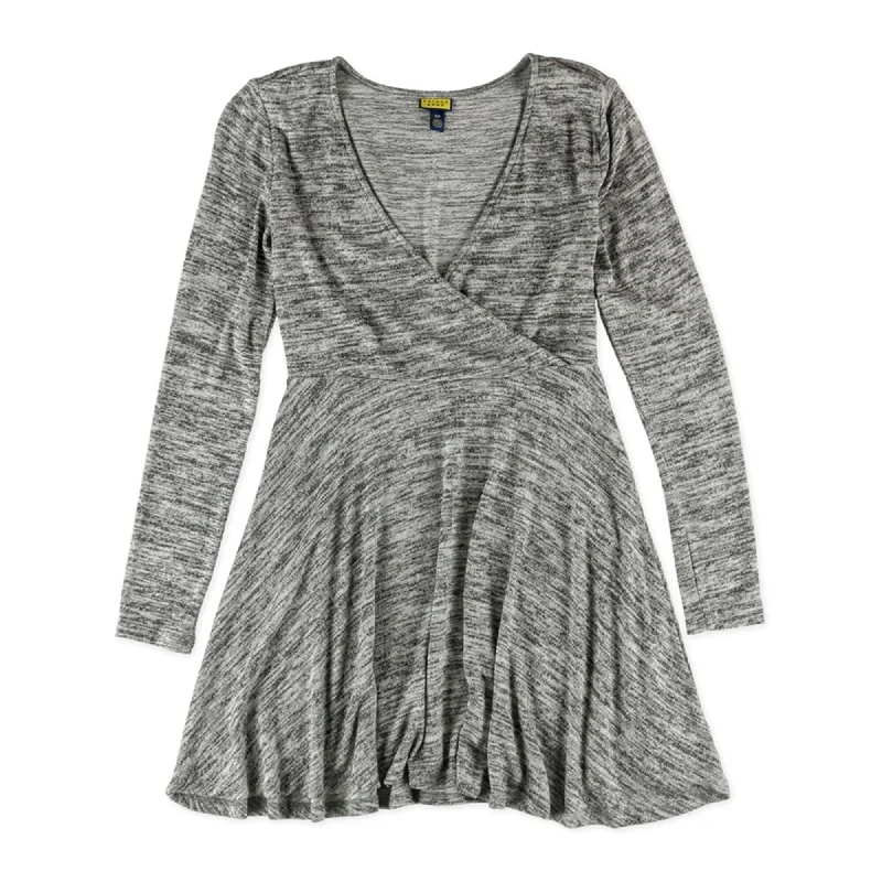 Aeropostale Womens Wrap Front Sweater Dress, Grey, Small