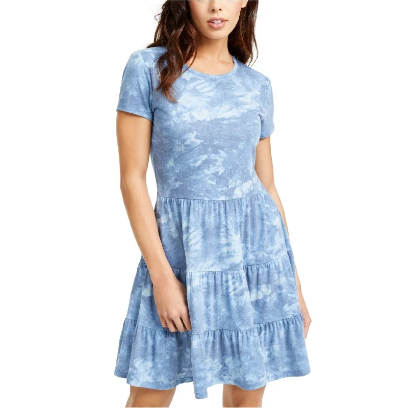 Be Bop Womens T-shirt Tiered Dress, Blue, X-Large