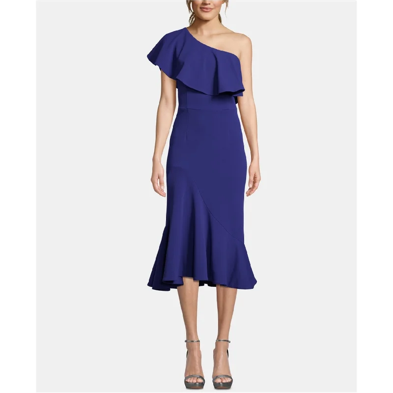 Betsy & Adam Womens Asymmetrical Neck One Shoulder Dress, Blue, 2