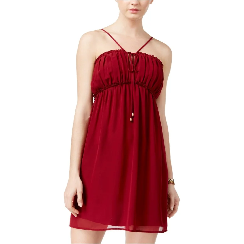 City Studio Womens Pleated Shift Dress, Red, Small