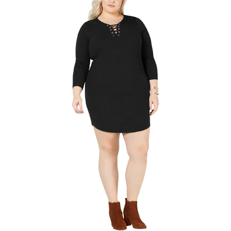 Derek Heart Womens Lace-Up Sweater Dress