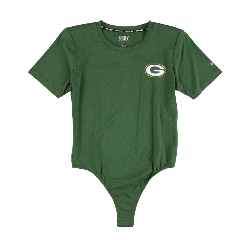 DKNY Womens Green Bay Packers Bodysuit Jumpsuit, Green, Small