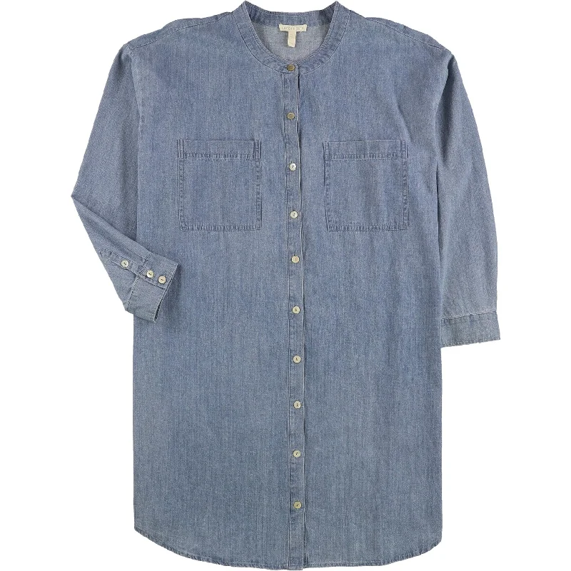 Eileen Fisher Womens Chambray Shirt Dress