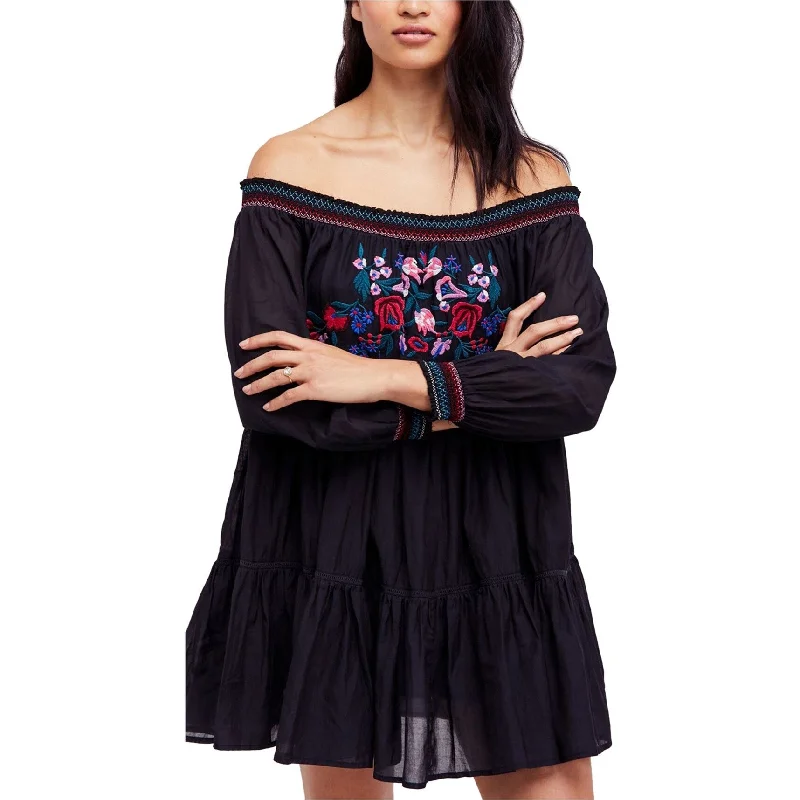 Free People Womens Sunbeams A-line Dress, Black, X-Small