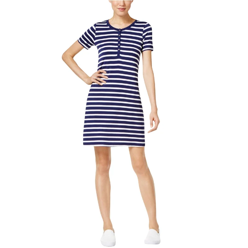 G.H. Bass & Co. Womens Striped Shirt Dress, Blue, XX-Large