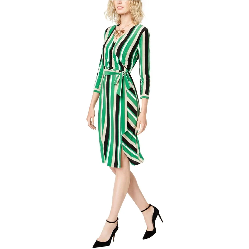 I-N-C Womens Striped Wrap Dress