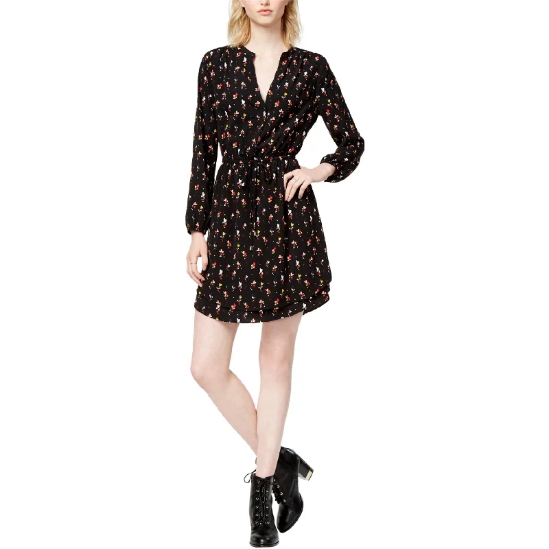 maison Jules Womens Heart-Print Surplice Dress, Black, X-Small