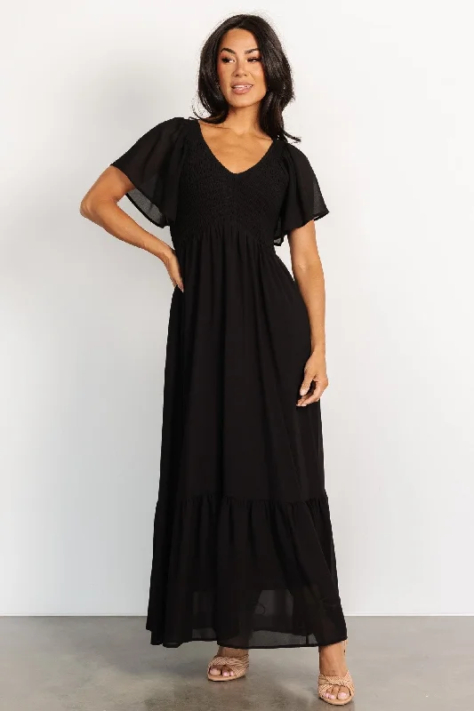 Monica Smocked Dress | Black