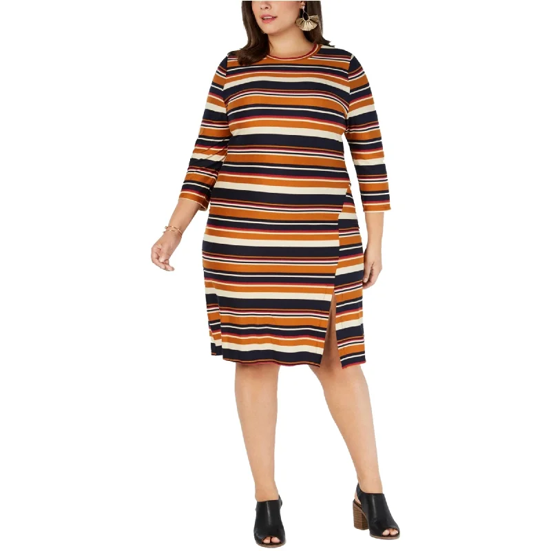 Monteau Womens Striped Sheath Dress, Multicoloured, 2X