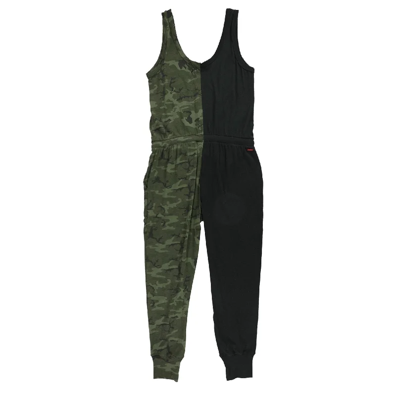 n:philanthropy Womens Camo Jumpsuit, Black, Small