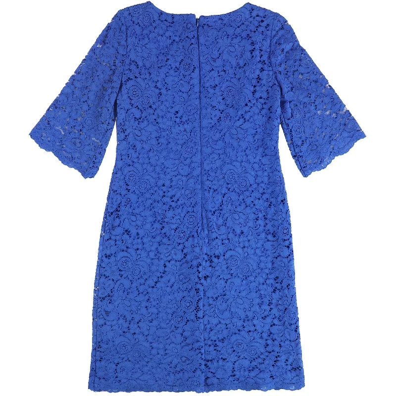 Ralph Lauren Womens Lace Floral Sheath Dress, Blue, 2