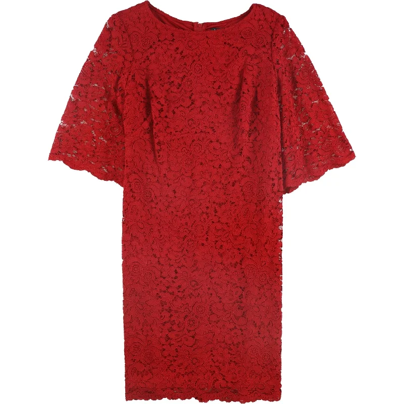 Ralph Lauren Womens Lace Sheath Dress, Red, 2