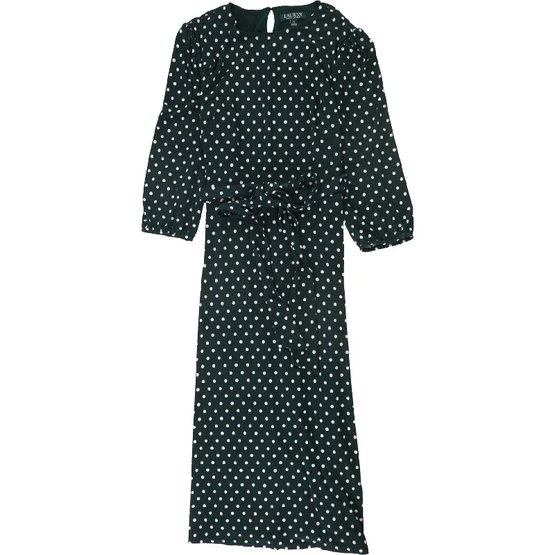 Ralph Lauren Womens Polka Dot A-line Dress, Green, 0