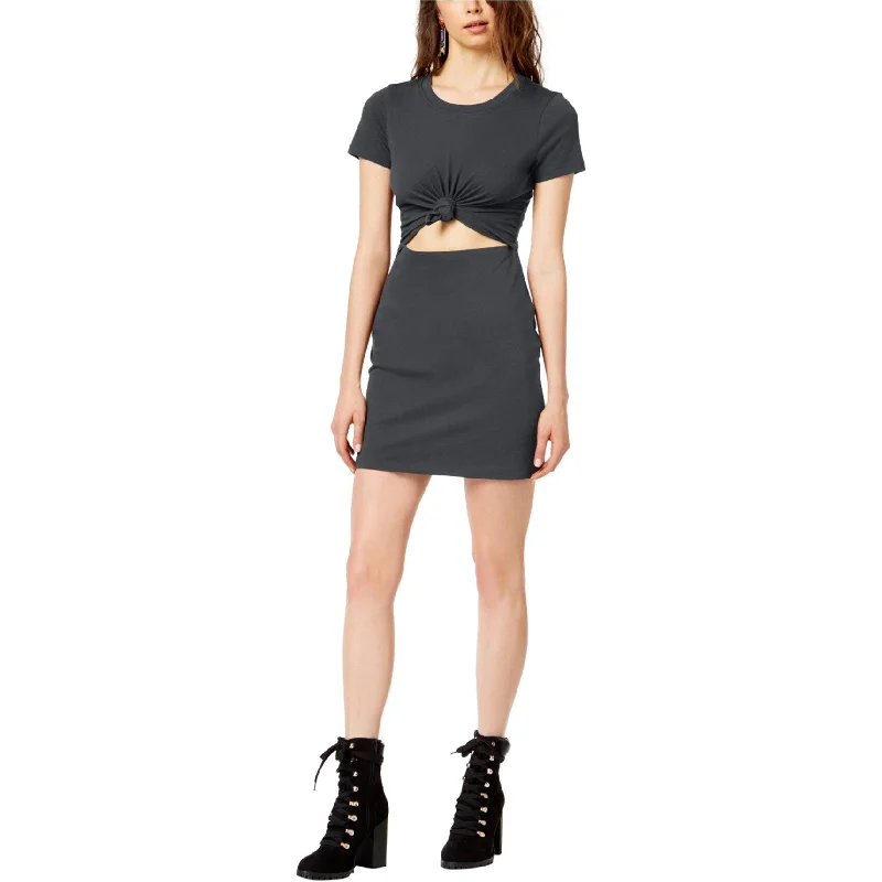 Socialite Womens Tie-Front Cutout Bodycon Dress