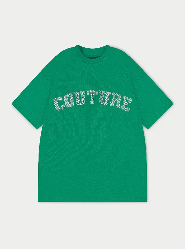 COUTURE RHINESTONE OVERSIZED T-SHIRT - GREEN