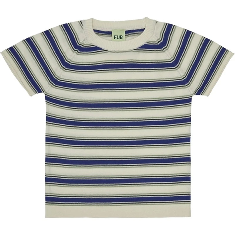 FUB Multi Striped T-Shirt Ecru/Cobolt