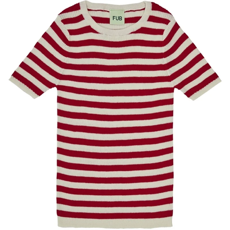 FUB Rib T-Shirt Ecru/Bright Red