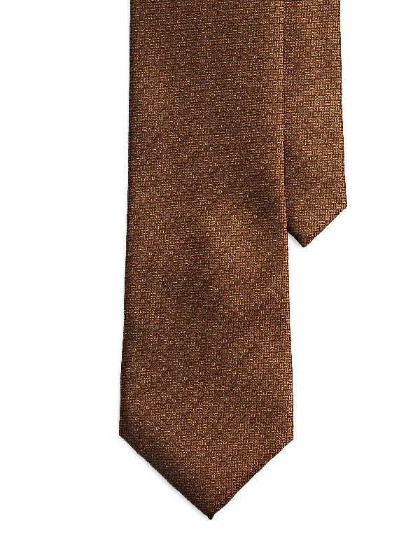 Geometric Tie - Golden Brown with Mini Double Weave