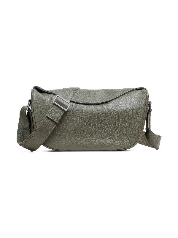 Leone Crossbody Bag - Olive Green Pebble Grain Leather