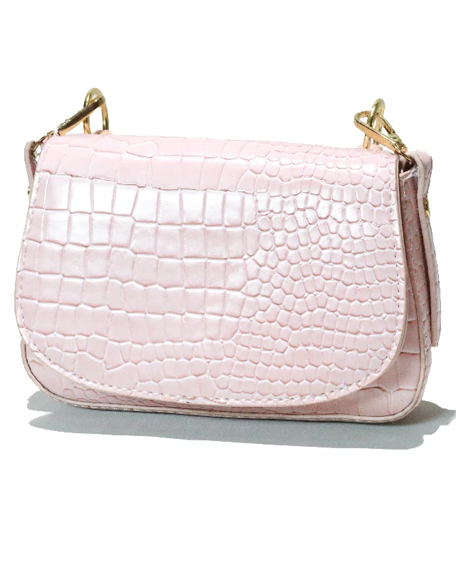 Pale Pink Texture Embellished Bag