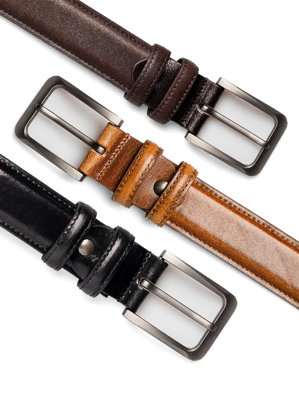 Patina Leather Belt with Palladium-toned Buckle