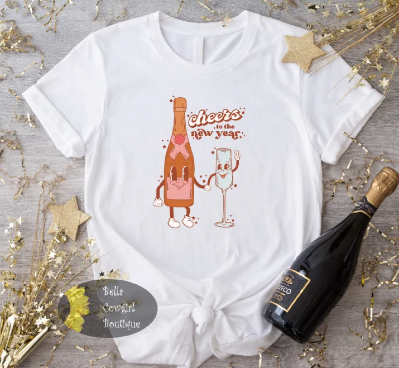 Vintage Cheers To The New Year Champagne New Years T-Shirt