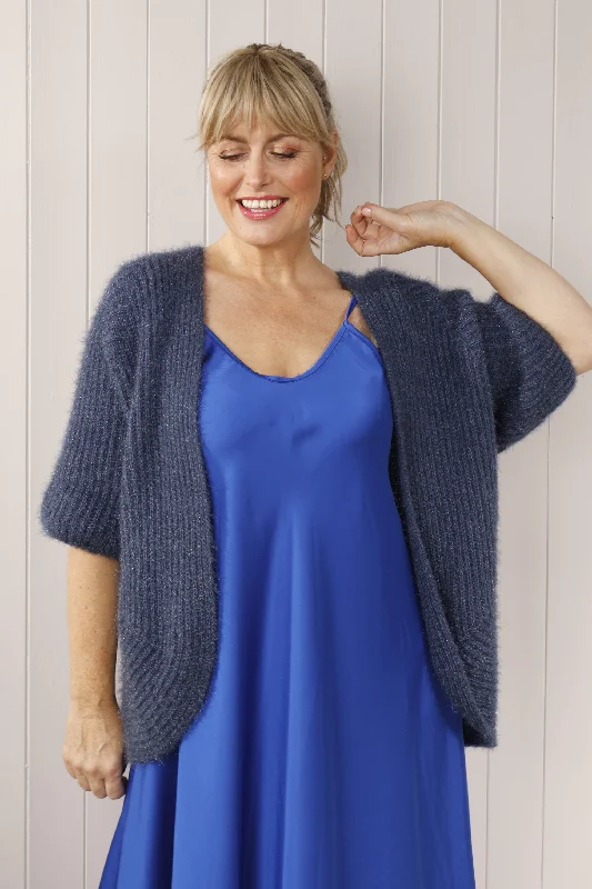 Fluffy Batwing Cardigan Denim