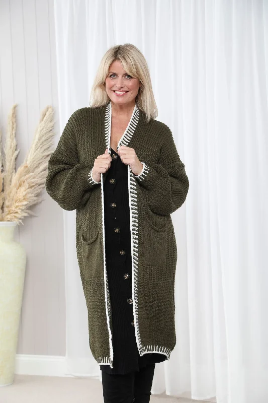 Elera Maxi Cardigan Khaki