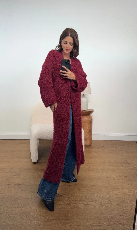 Laine long cardigan wine