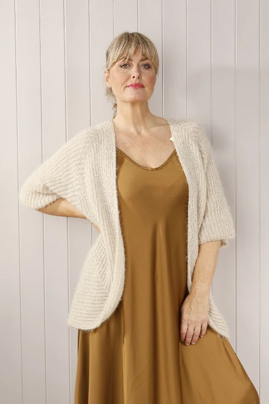 Fluffy Batwing Cardigan Beige